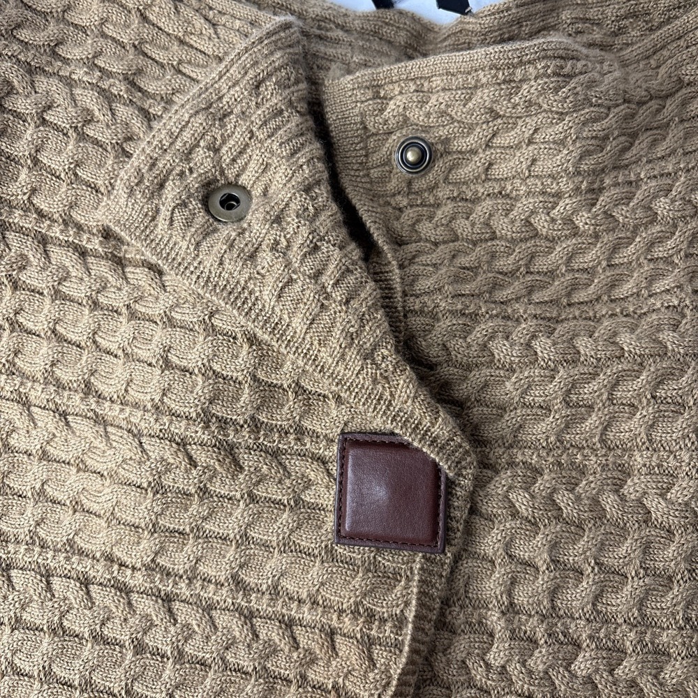 Philosophy Republic Mercerized Wool Cardigan Cable Knit Sweater Leather‎ Buttons - Picture 8 of 8